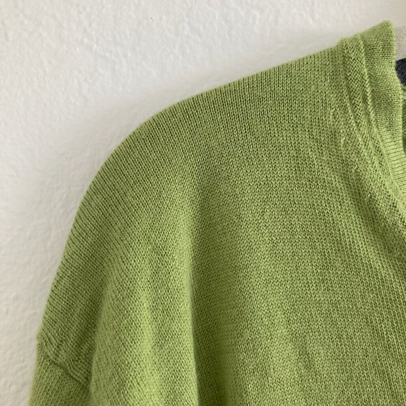 Calvin Klein Merino Wool Blend Knit Sweater V Neck Green Long Sleeve Spring XL - Picture 3 of 12